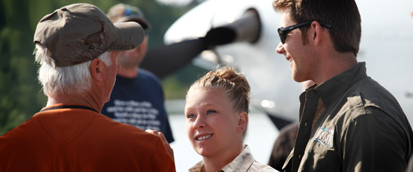 Greeting guests at the dock